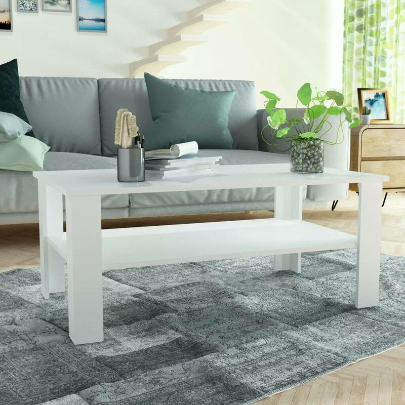 Hommoo - Table basse en agglomere 100 x 59 x 42 cm Blanc HDV10885