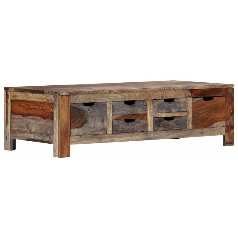 Hommoo - Table basse Gris 100 x 55 x 30 cm Bois de Sesham massif HDV13830