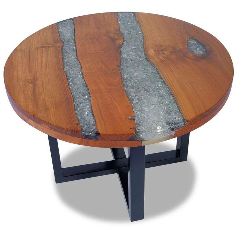 Hommoo Table basse Teck Resine 60 cm HDV09822