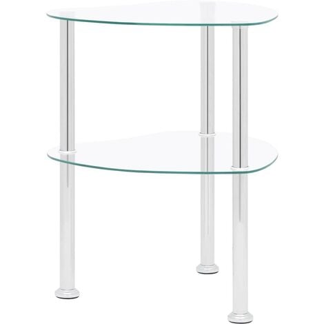 Hommoo Table d'appoint a 2 niveaux Transparent 38x38x50cm Verre trempe