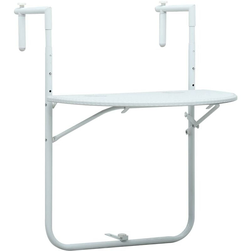 Hommoo Table de balcon Blanc 60x64x83,5 cm Plastique Aspect de rotin HDV30270