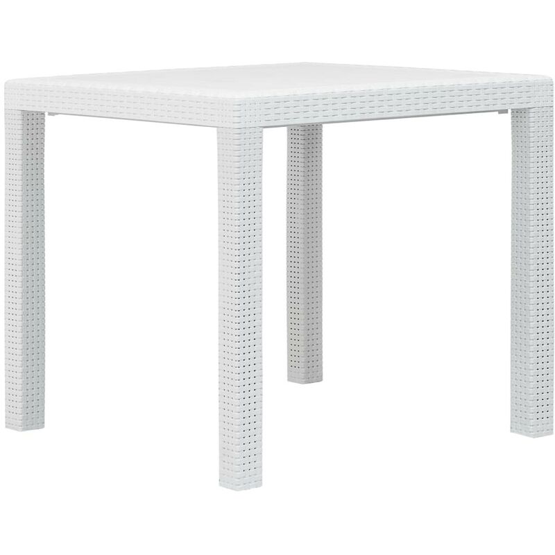 Table de jardin Blanc 79x79x72 cm Plastique Aspect de rotin HDV29731 - Hommoo