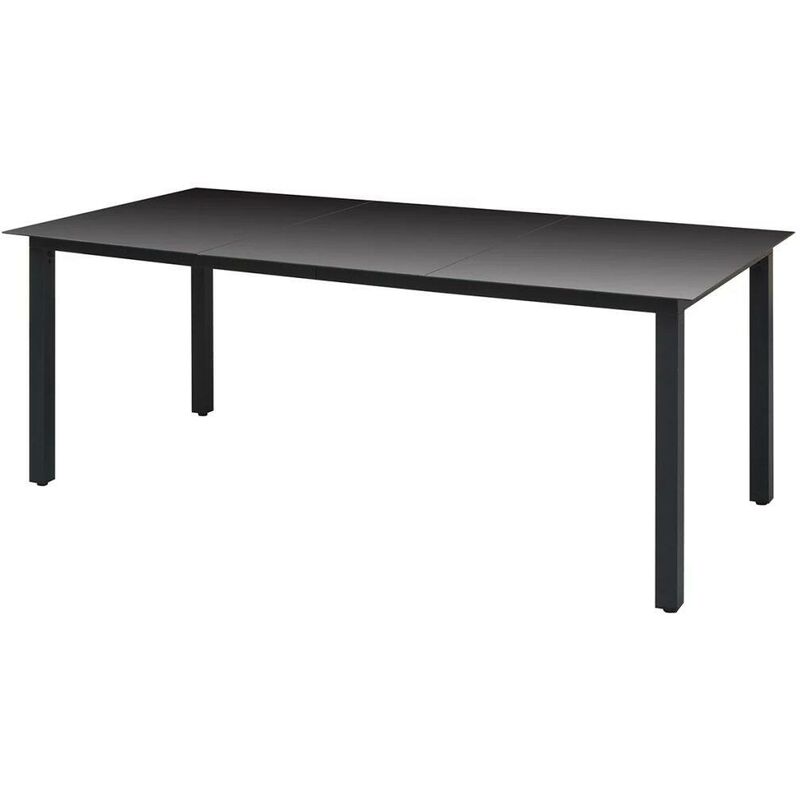 Table de jardin Noir 190 x 90 x 74 cm Aluminium et verre HDV27270 - Hommoo