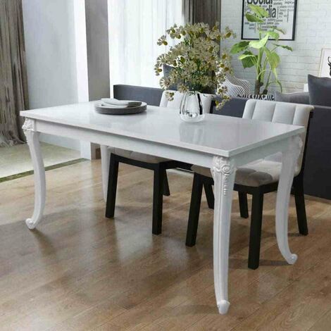 Hommoo Table de salle a manger 116 x 66 x 76 cm Blanc haute brillance HDV09777