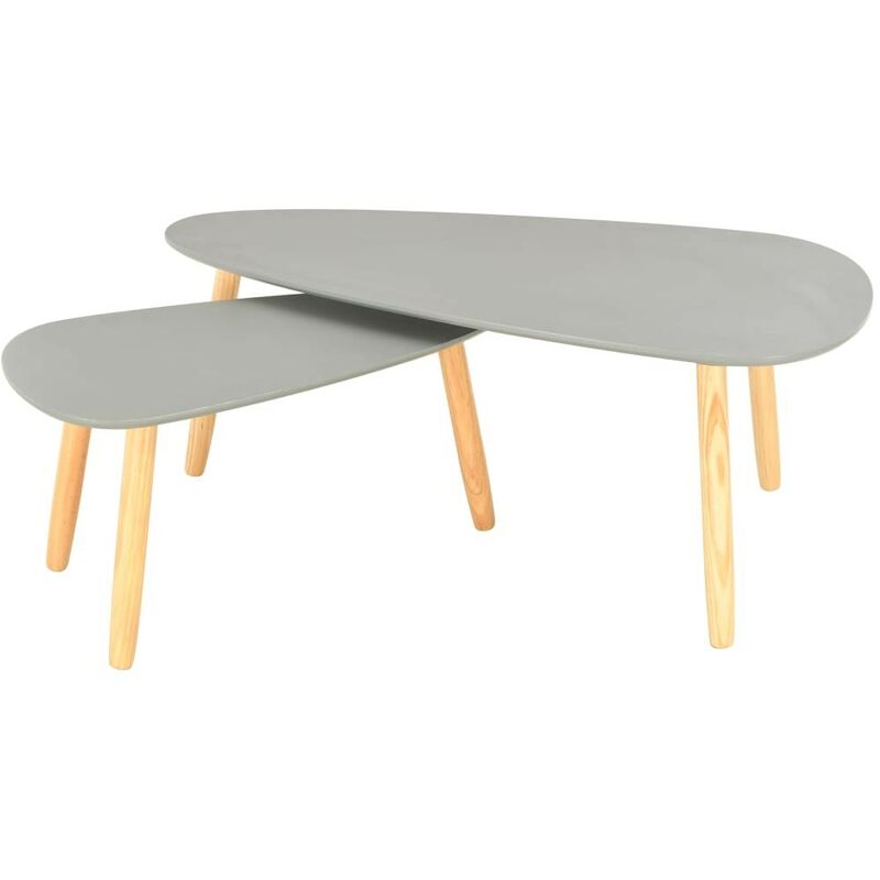 Hommoo - Tables basses 2 pcs Gris Pin massif HDV25446