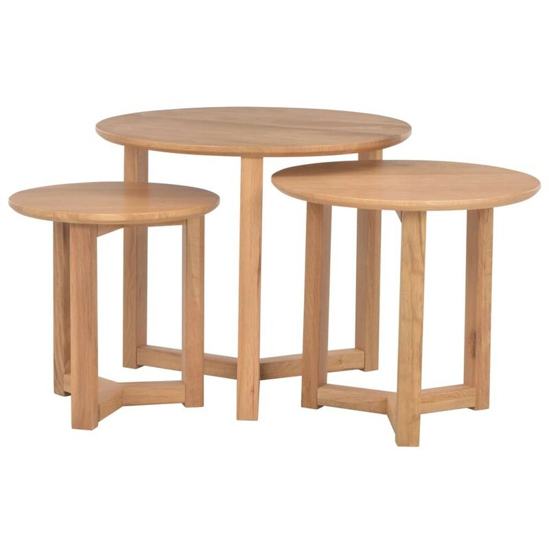 Tables basses 3 pcs Bois de chene solide HDV13691 - Hommoo