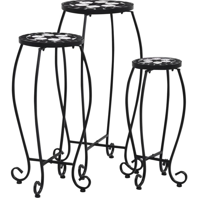 Tables mosaïque 3 pcs Noir et blanc Céramique HDV30065 - Hommoo