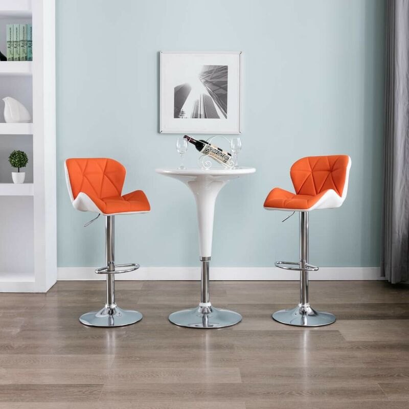 

Taburete de cocina de cuero sintético naranja - Hommoo