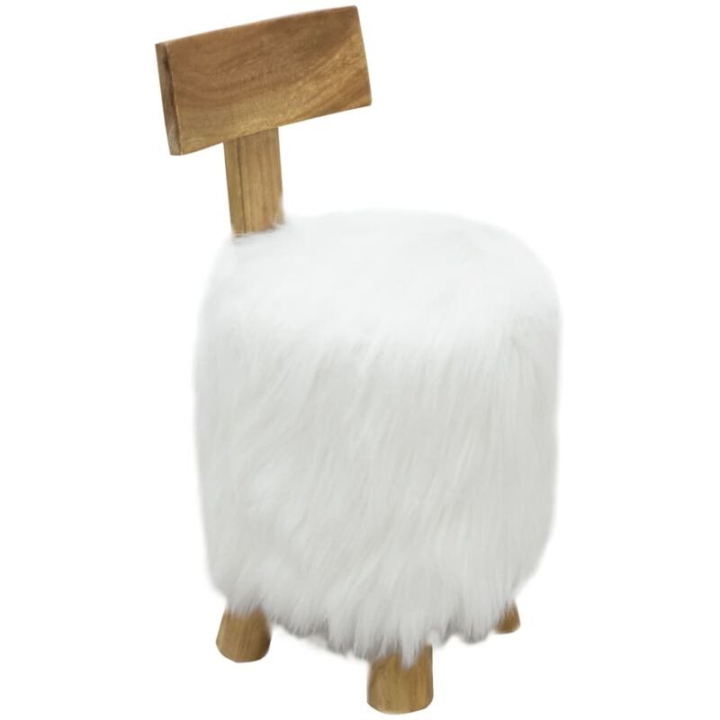 

Taburete de madera maciza de teca blanco - Hommoo