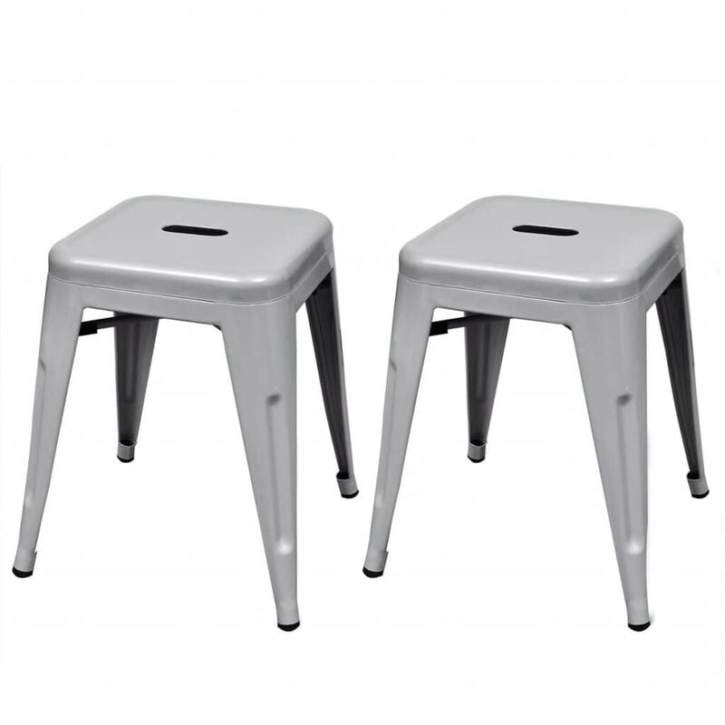 

Taburetes apilables 2 unidades de metal gris - Hommoo