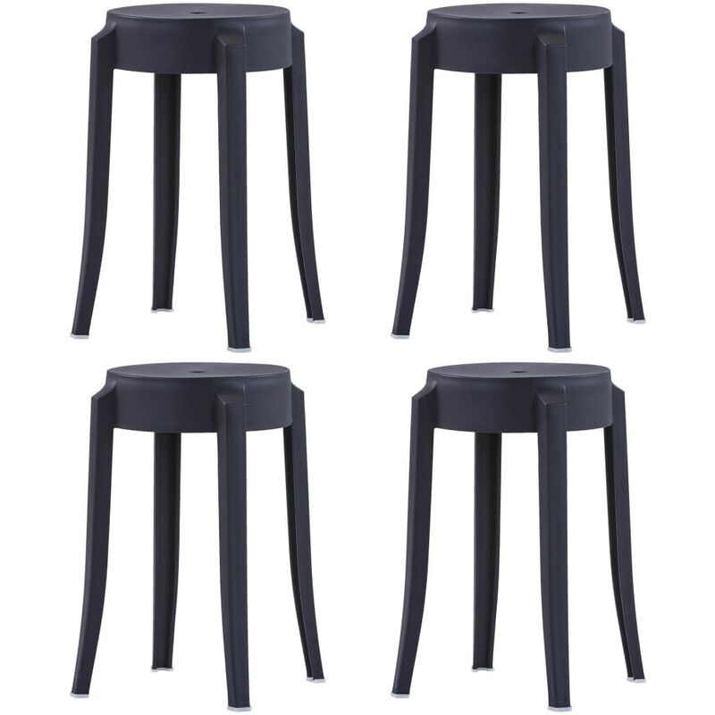

Taburetes apilables 4 unidades plástico negro - Hommoo