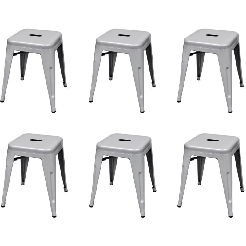 

Taburetes apilables 6 unidades acero gris - Hommoo
