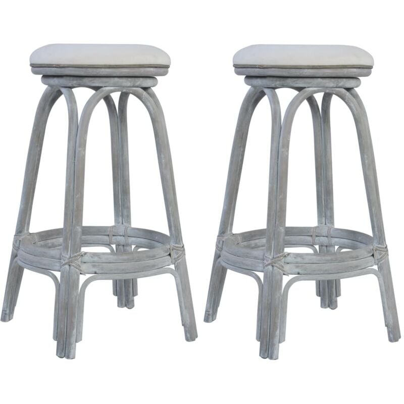 

Taburetes de bar 2 unidades de ratán gris - Hommoo