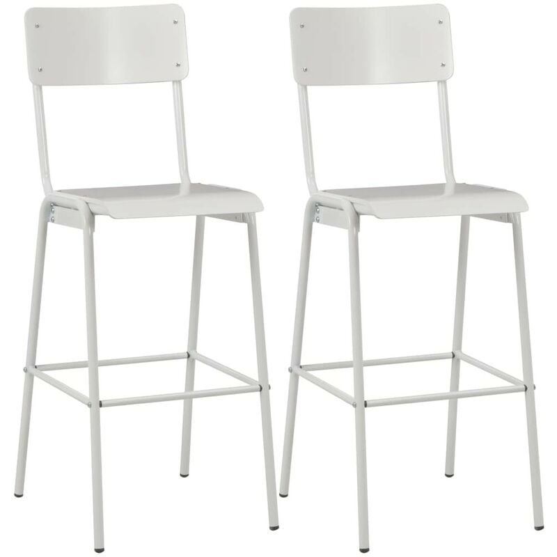 

Taburetes de cocina 2 uds madera contrachapada y acero blanco - Hommoo
