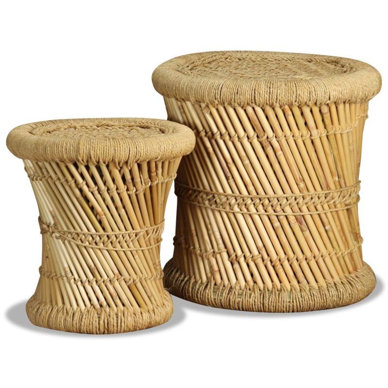 

Taburetes de cocina 2 unidades bambú y yute - Hommoo