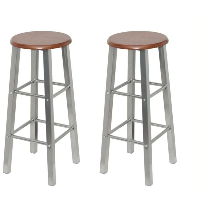 

Taburetes de cocina 2 unidades de acero con asiento MDF - Hommoo