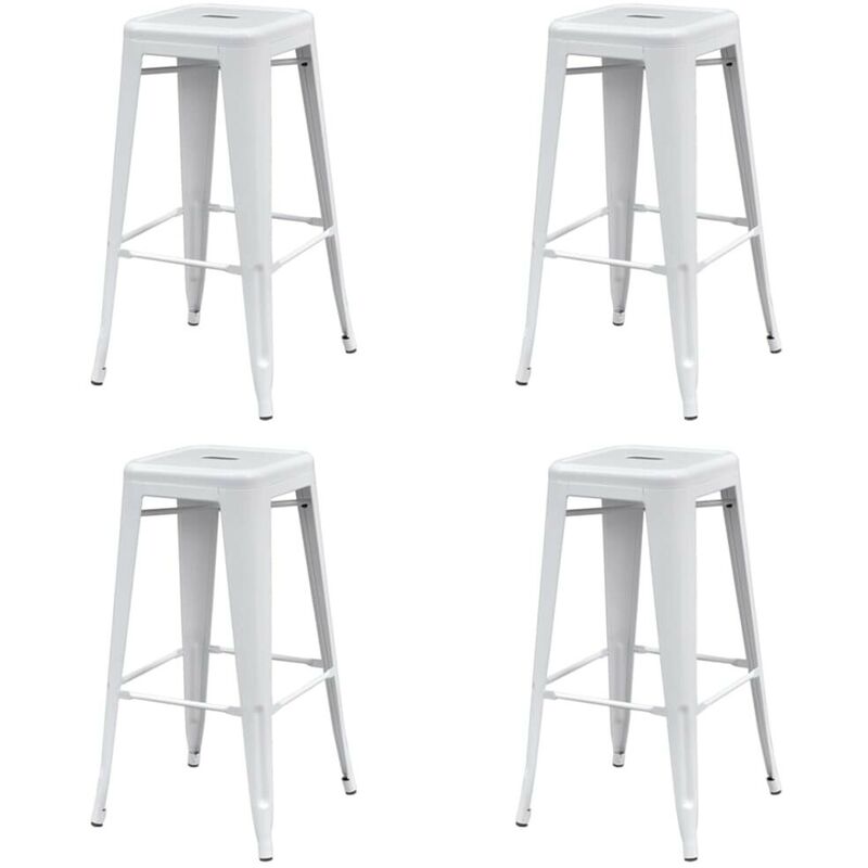 

Taburetes de cocina 4 unidades acero blanco - Hommoo