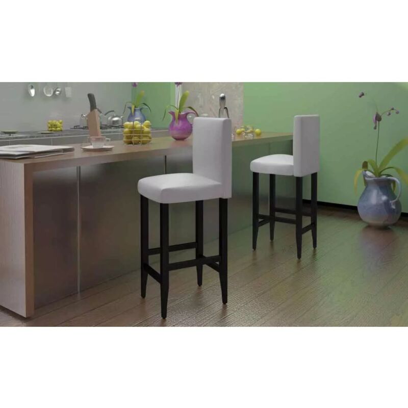 

Taburetes de cocina 4 unidades cuero artificial blanco - Hommoo