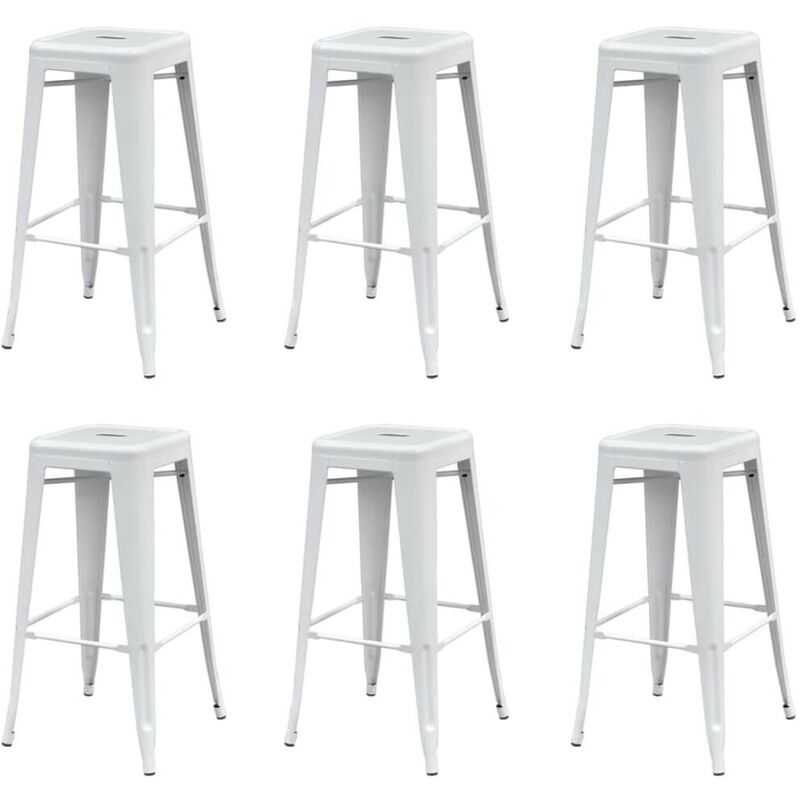 

Taburetes de cocina 6 unidades acero blanco - Hommoo