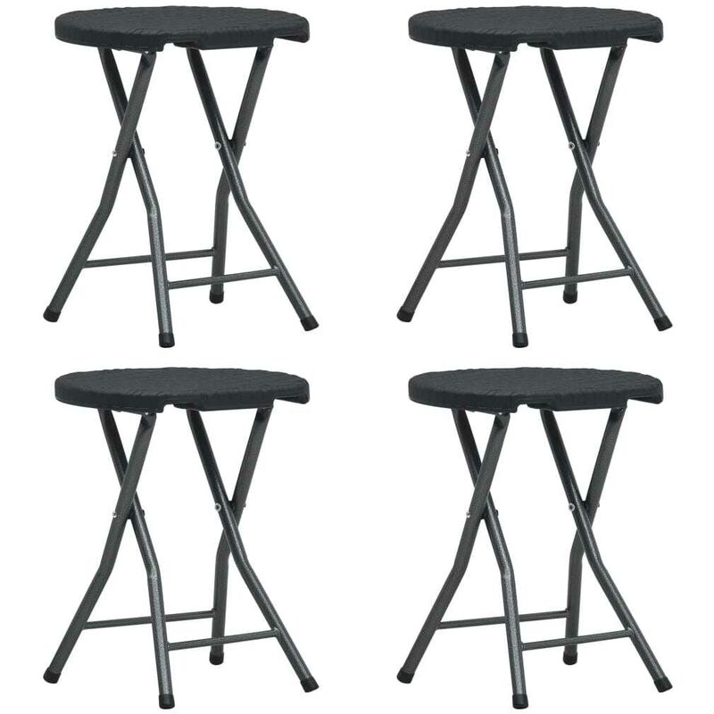 

Taburetes plegables de jardín 4 uds HDPE aspecto ratán negro - Hommoo