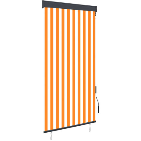 Tenda a Rullo da Esterno 140x250 cm in Fibra di Poliestere Bianca e Arancione con Rivestimento in PA Traspirante Larghezza x Altezza Lechnical Pratiche Tende a Rullo per Esterni