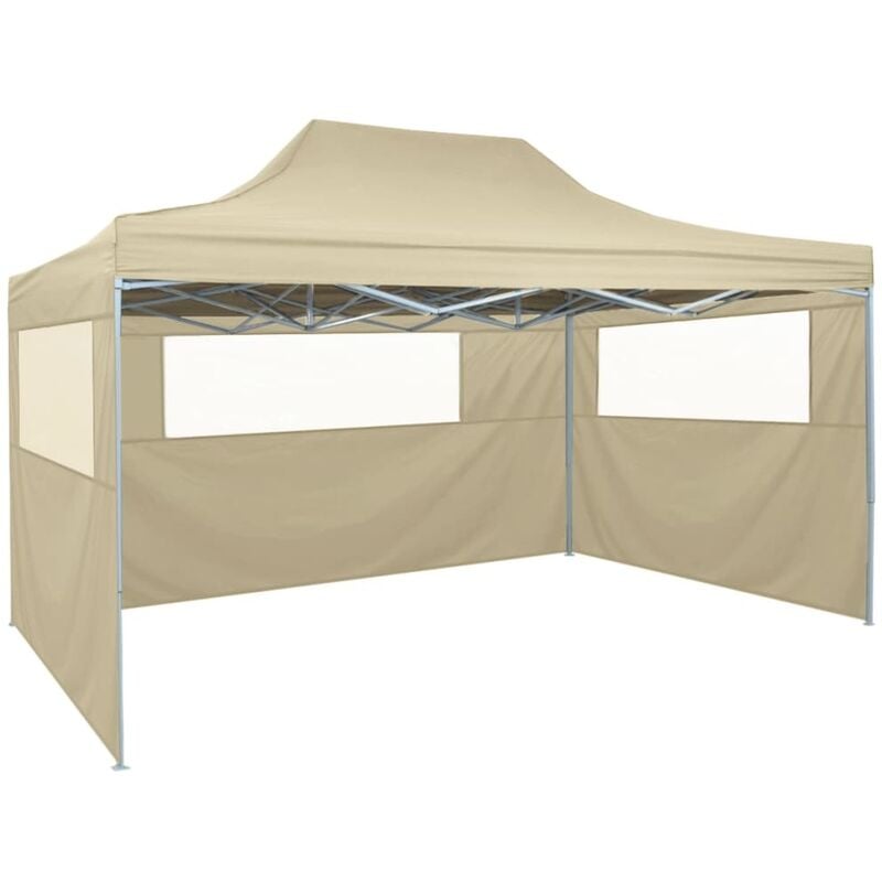 Inlife Tente de réception pliable avec 3 parois 3x4 m Acier Crème