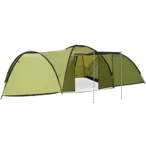 Hommoo Tente igloo de camping 650x240x190 cm 8 personnes Vert