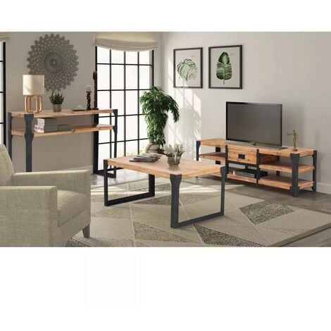 main image of "Hommoo Three Piece Living Room Furniture Set Solid Acacia Wood"