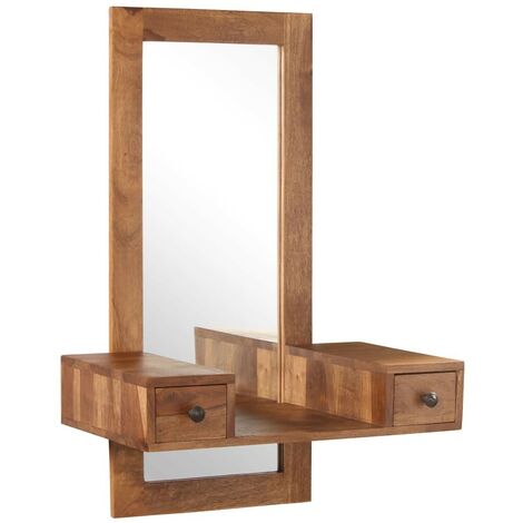 Tocador madera con espejo 2 cajones tallada 90x40x78 Mod. 68022
