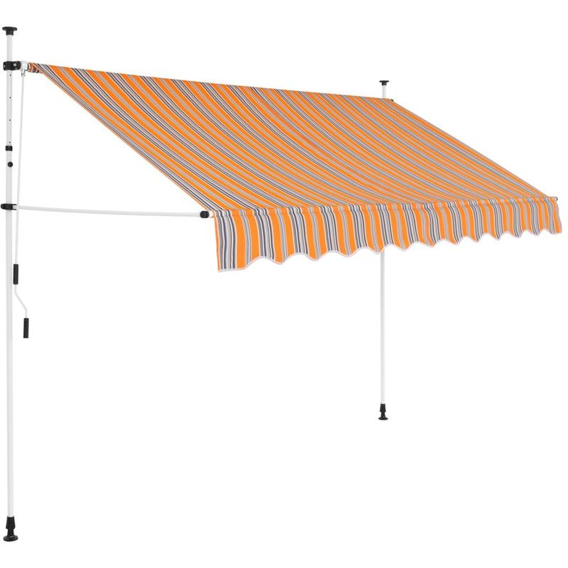 

Toldo manual retráctil 300 cm amarillo y azul a rayas - Hommoo