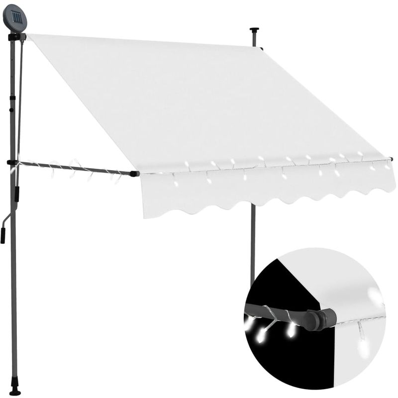 

Toldo manual retráctil con LED color crema 100 cm - Hommoo