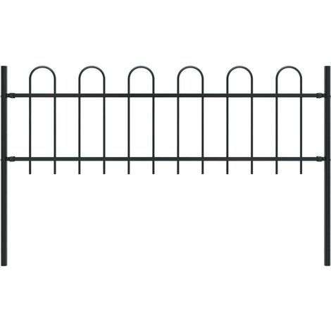 Hommoo Valla de jardín con puntas de aro acero negro 1,7x0,6 m