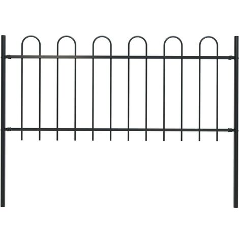 Hommoo Valla de jardín con puntas de aro acero negro 1,7x1 m