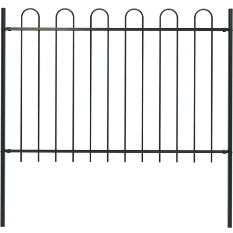 Hommoo Valla de jardín con puntas de aro acero negro 1,7x1,2 m