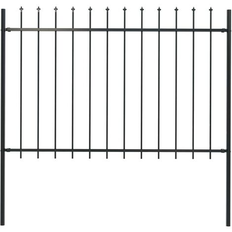 Hommoo Valla de jardín con puntas de lanza acero negro 1,7x1,2 m
