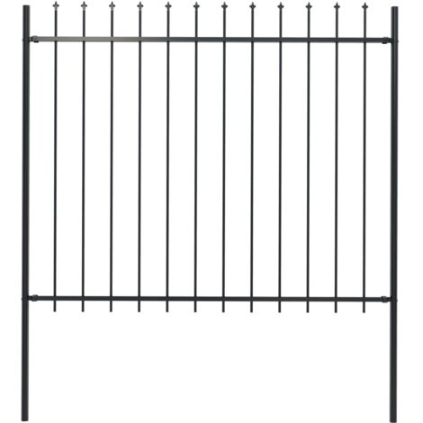 Hommoo Valla de jardín con puntas de lanza acero negro 1,7x1,5 m