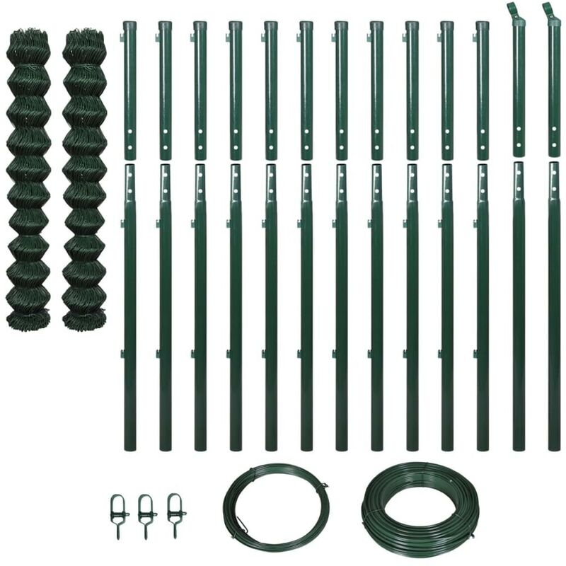 

Hommoo Valla de tela metálica con postes verde 1,97x25 m