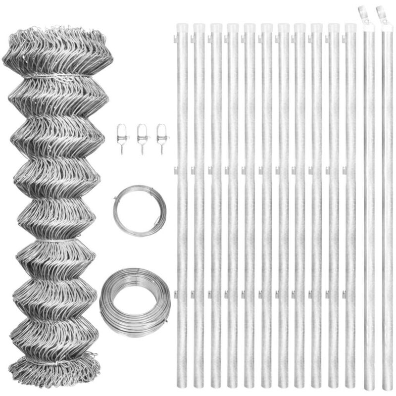 

Hommoo Valla tela metálica y postes acero galvanizado plata 25x1,25 m