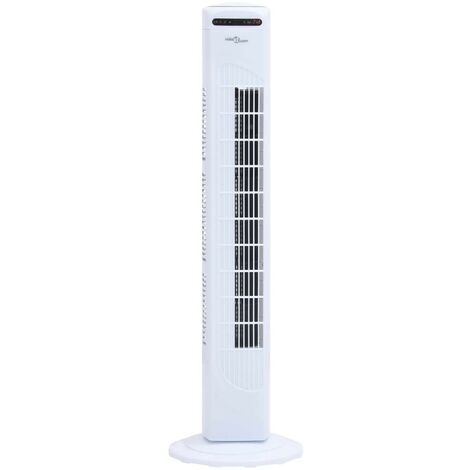 Hommoo Ventilador de torre con mando y temporizador Φ24x80 cm blanco