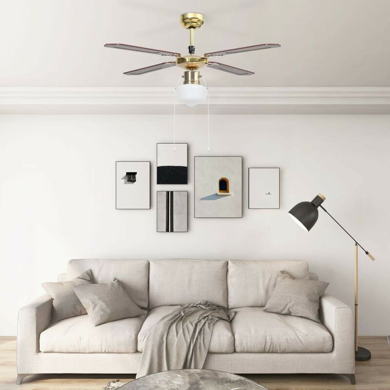 Ventilateur de plafond avec lampe 106 cm Marron - Hommoo