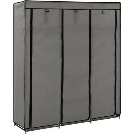 Hommoo Wardrobe with Compartments and Rods Grey 150x45x175 cm Fabric VD23569