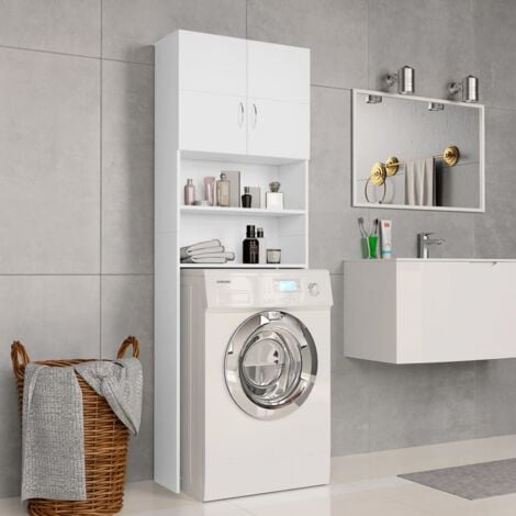 Hommoo Washing Machine Cabinet White 64x25.5x190 cm Chipboard VD31056
