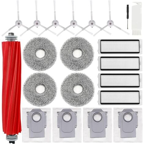 Homore Lot de 20 accessoires de rechange pour Q Revo pour robot aspirateur Roborock P10, brosse principale, chiffon de nettoyage, sac à poussière, filtre HEPA, brosse latérale (Blanc)