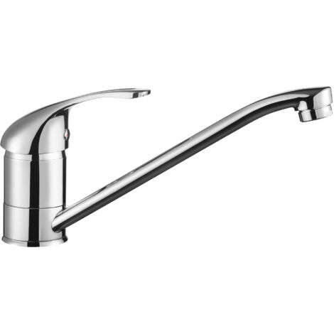 HOMSSY Grifo Monomando para Fregadero Horizontal – Cuerpo de Latón, Acabado en Cromo, Caño Giratorio 360° – Diseño Práctico y Resistente