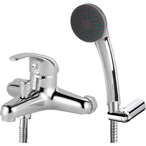 HOMSSY Monomando para Baño, Mezclador de Bañera, Grifo Monomando, Agua Caliente y Fría, Diseño Cromado