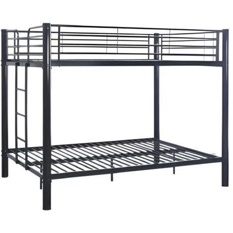 Homy France – Lit superposé 2x 90x190 cm – Structure métal noir – Échelle réversible – Barrières de sécurité – Sommier inclus