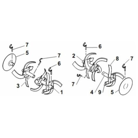 Honda – Kit labour motobineuse 135 – 6 fraises et 2 disques – Largeur de travail 80 cm – Arbre hexagonal 23mm