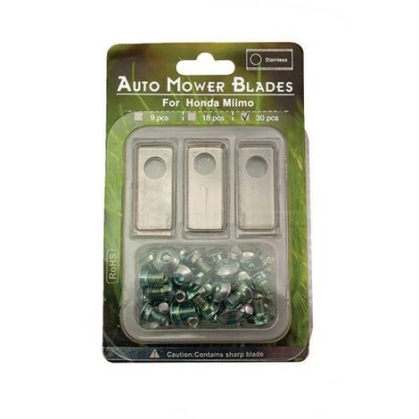 Honda – Lot de 27 lames pour tondeuses robots – Compatible Miimo et HRM – Alésage 10mm – Remplacement pour coupe efficace