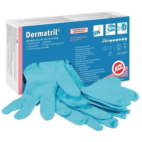 Honeywell 100x gants jetables Dermatril 740 bleu T. 7 - 740/7