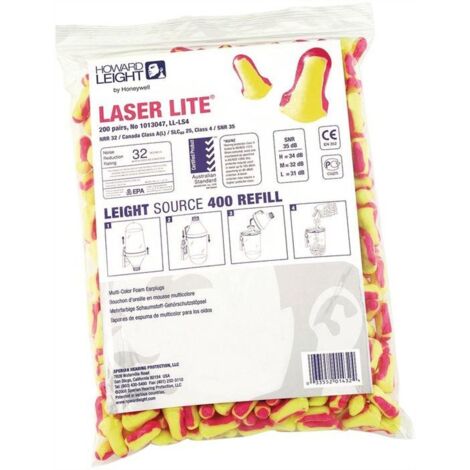 Honeywell 200 Paar Gehörschutzstöpsel Laser Lite EN 352-2 SNR 35 dB Nachfüllpack - 1013047